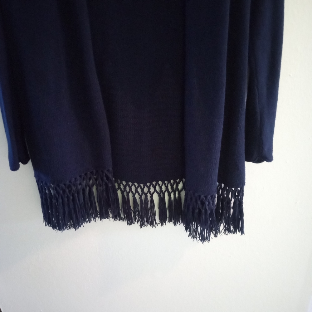 ❌❌SOLD ❌ ❌ Lilly Pulitzer Tatum Fringe Hem Navy Blue Open Cardigan | S - Picture 6 of 9